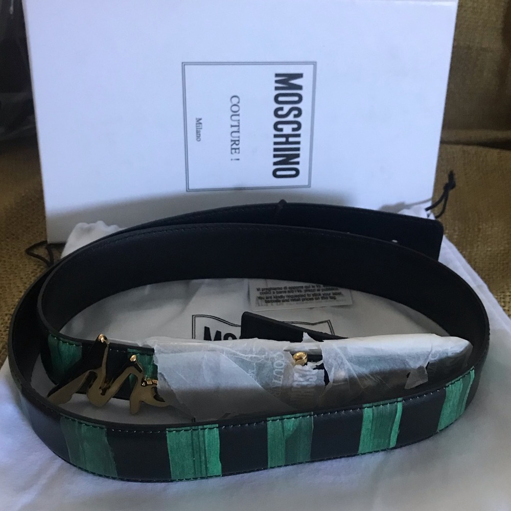 Moschino leather cursive logo belt - Picture 8 of 12